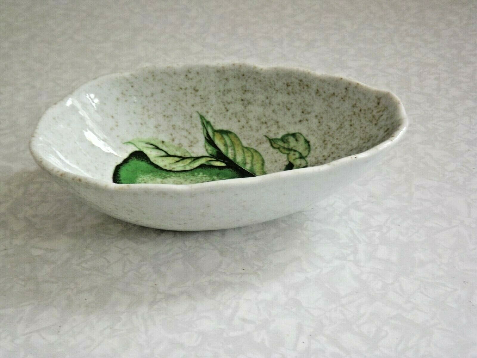 Set of 6 French Vintage Decorated Avocado Serving Dishes By Carte Blanche