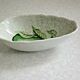 Set of 6 French Vintage Decorated Avocado Serving Dishes By Carte Blanche