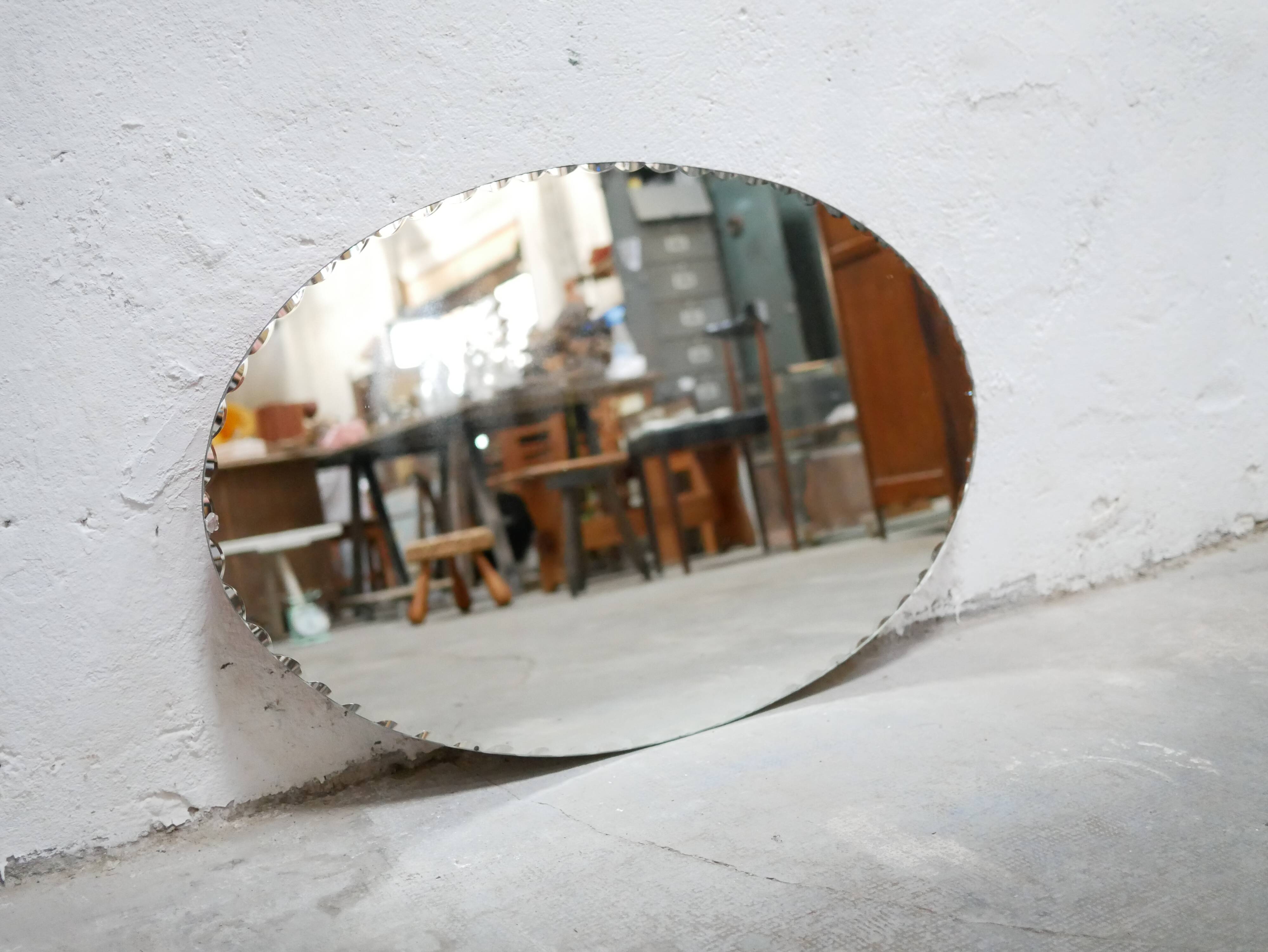 Mirror beveled art deco oval 59cm x 93cm