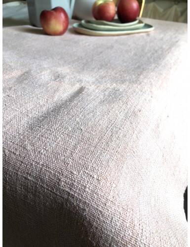 Antique Harvest Tablecloth in Pure Hemp Dyed Tea Rose