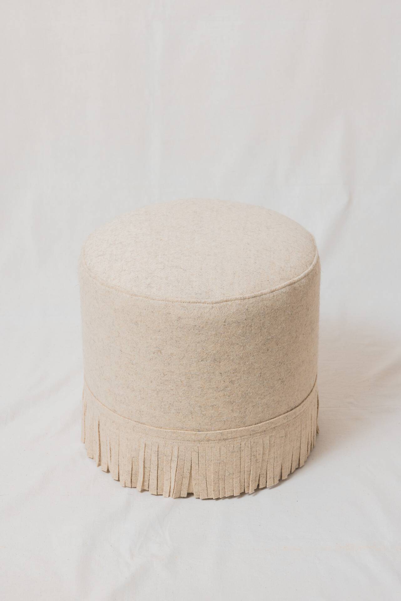 Pair of wool poufs
