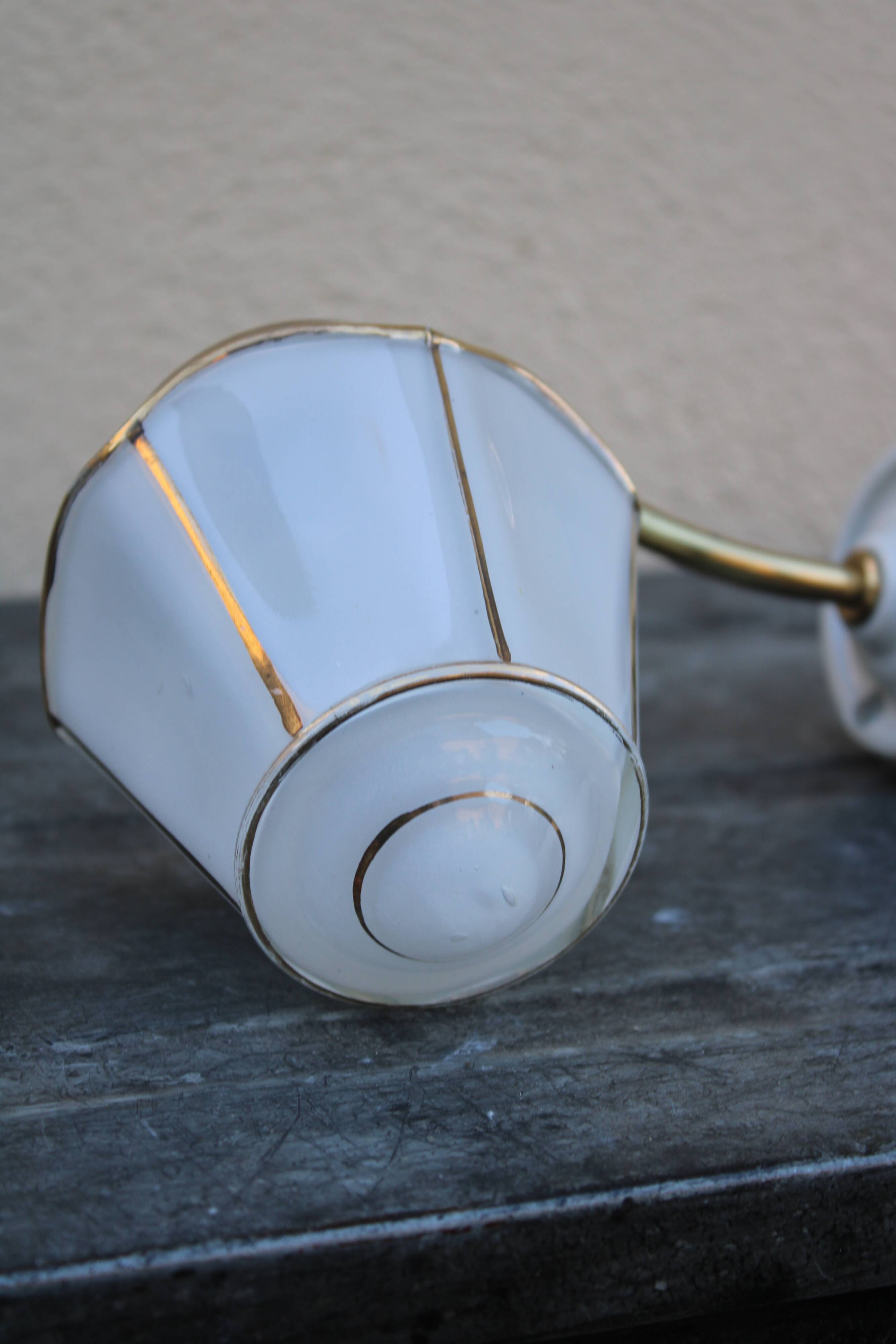 Wall light opaline and brass lantern
