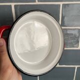 Plat creux à anses en tôle émaillée rouge