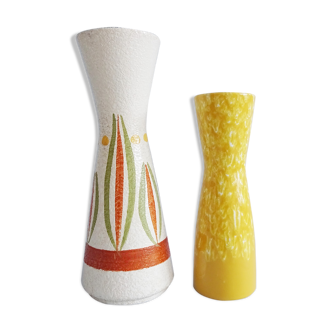 Scheurich vases set in yellow, orange and green, large mid century vase, mid century ceramic