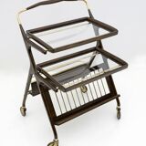 Cesare Lacca Mid-Century Modern Italian Walnut Brass Bar Cart by Cassina