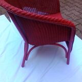 Vintage chair in red rattan