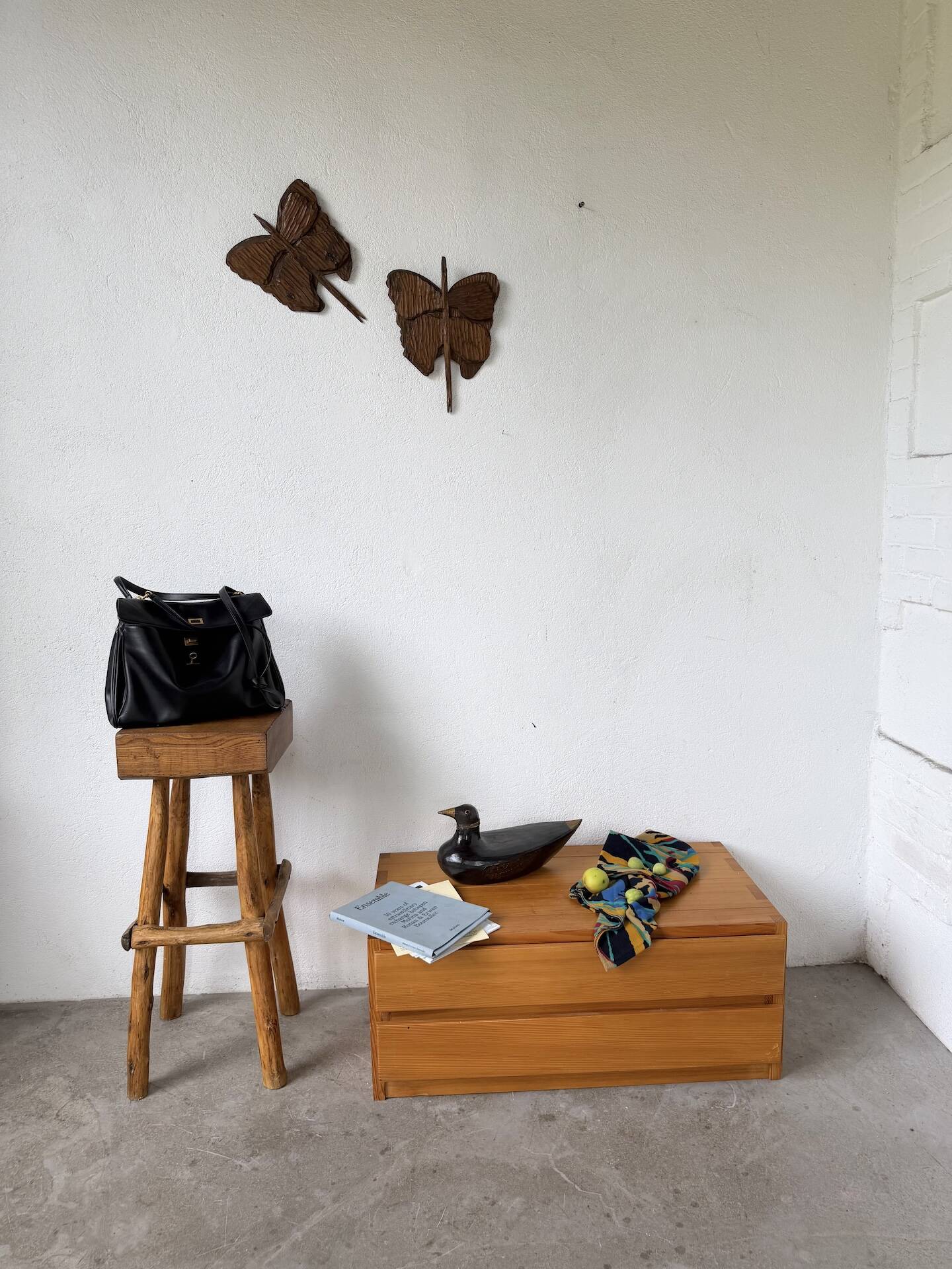 Set of 2 butterfly wall decorations sculptures 1900