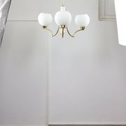 Mid-century Italian Brass and Opaline Chandelier