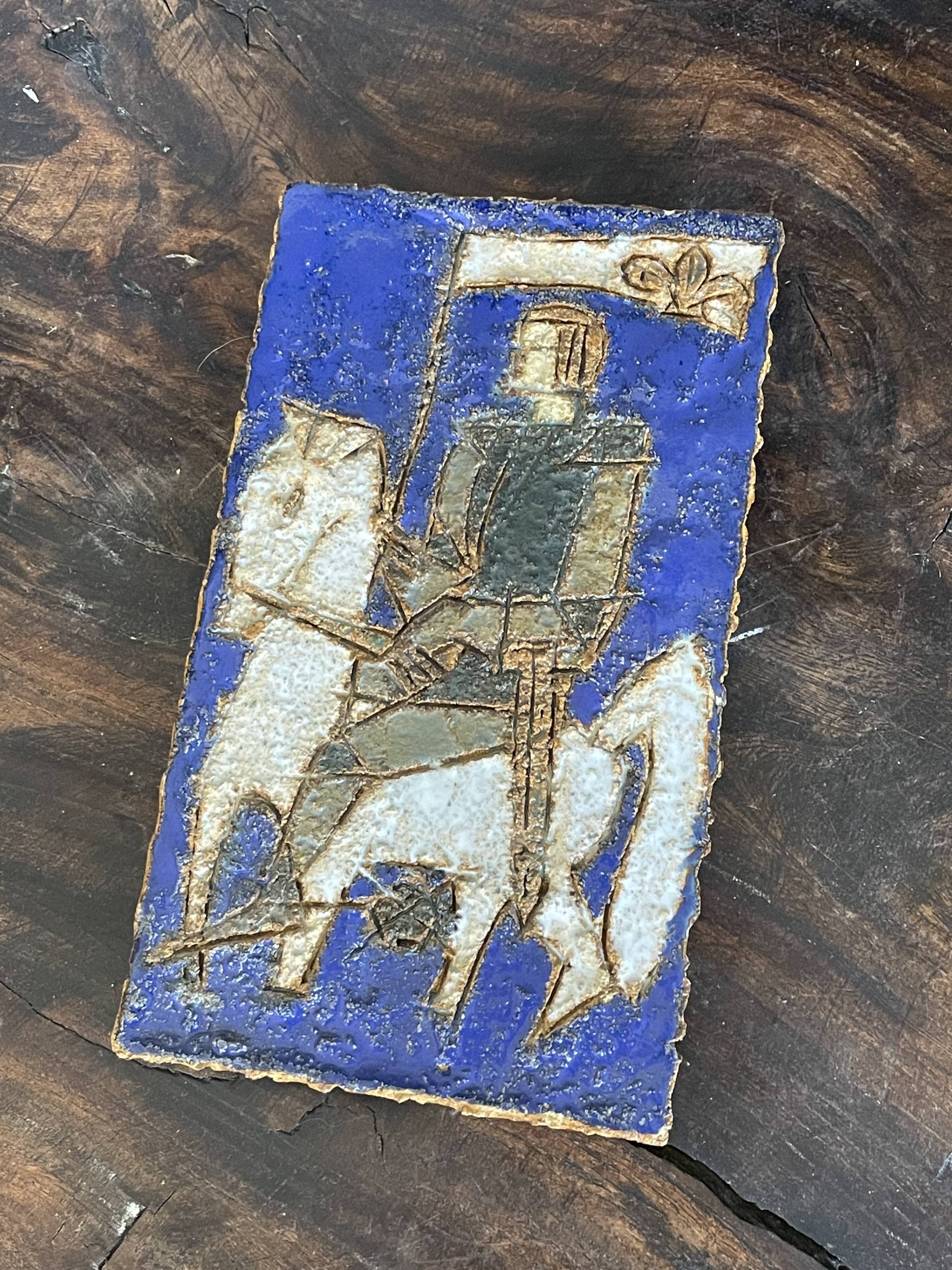 Wall plaque in ceramic by Isabelle Ferlay, Atelier les Argonautes, 1960