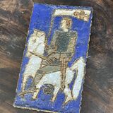 Wall plaque in ceramic by Isabelle Ferlay, Atelier les Argonautes, 1960