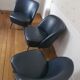Fauteuil organique années 50/60 cuir noir bleuté