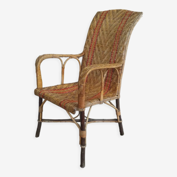 Fauteuil rotin vintage design art deco 1950