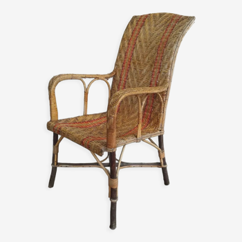 Vintage rattan armchair design art deco 1950