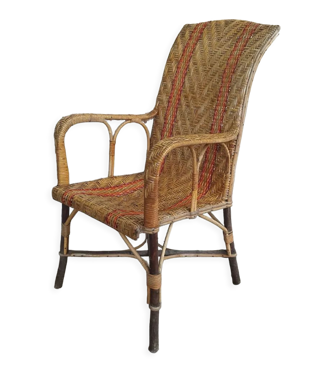 Fauteuil rotin vintage design art deco 1950