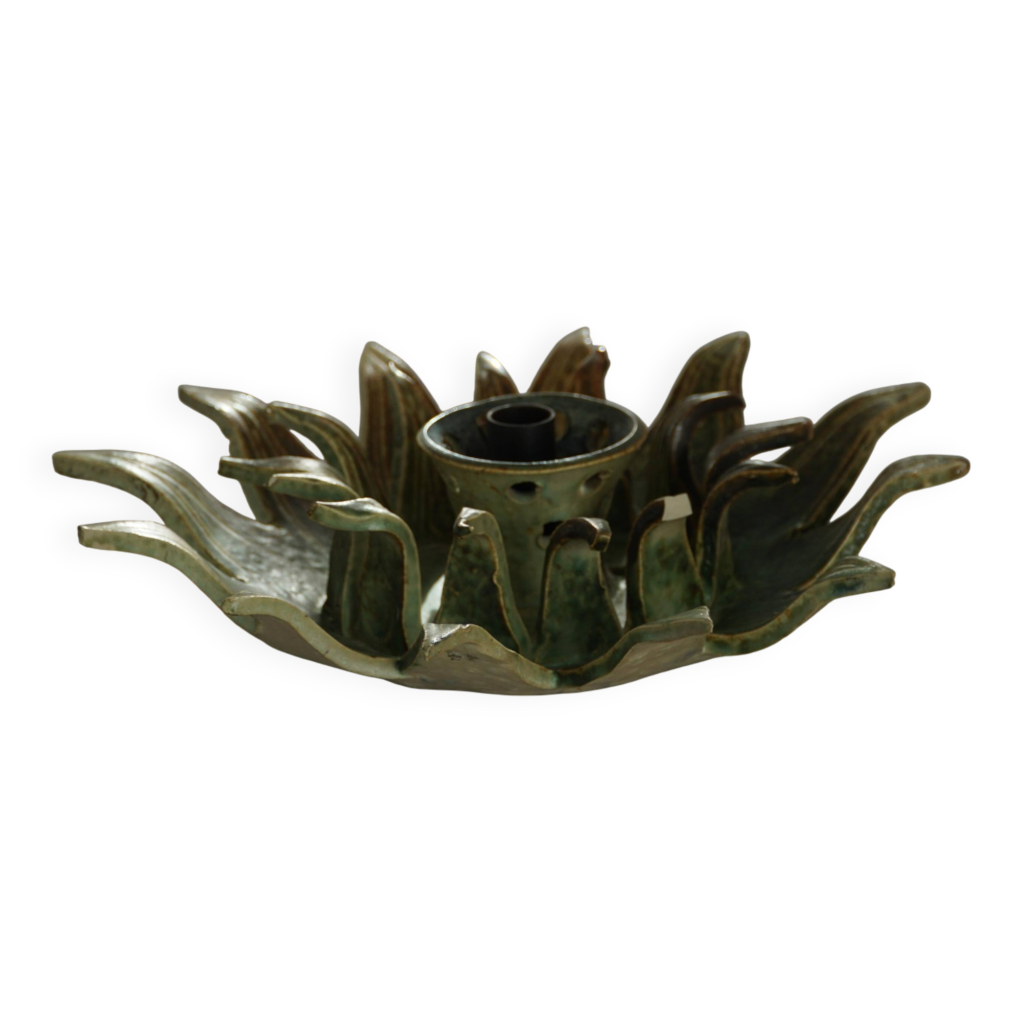 Mid-20th century ceramic sun wall lamp or decorative wall sculpture, 1960s.