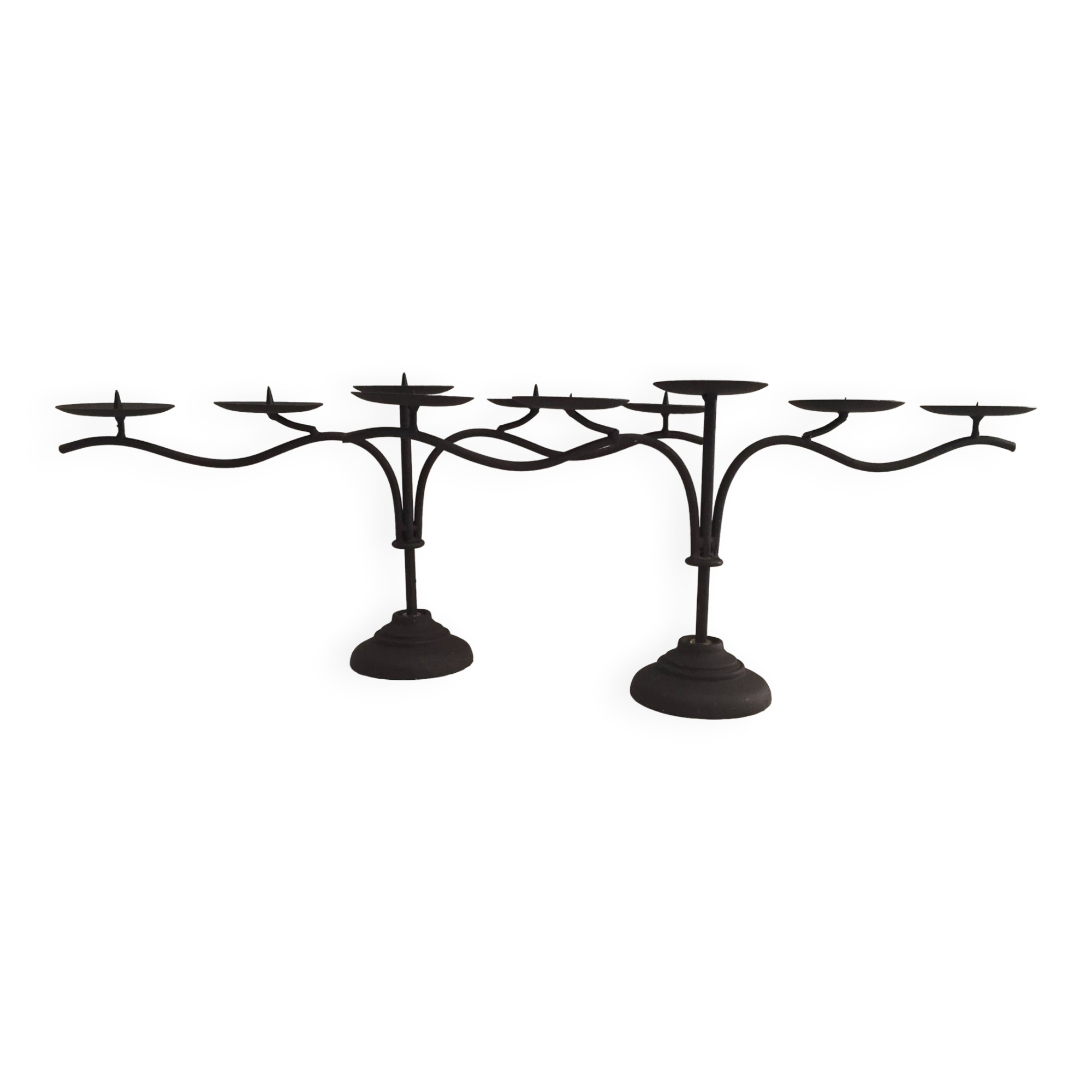 Pair of candle holders candlesticks candelabras cast iron candlesticks