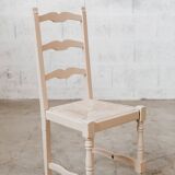 Cream wood chair, cream wicker "Delphinium"