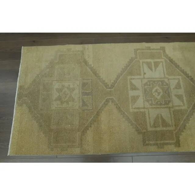 1970s Vintage Turkish Handmade Wool & Cotton Orange Runner Rug 86x230