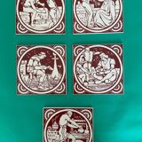 Set of 5 John Moyr Smith 15×15cm tiles – collector's items