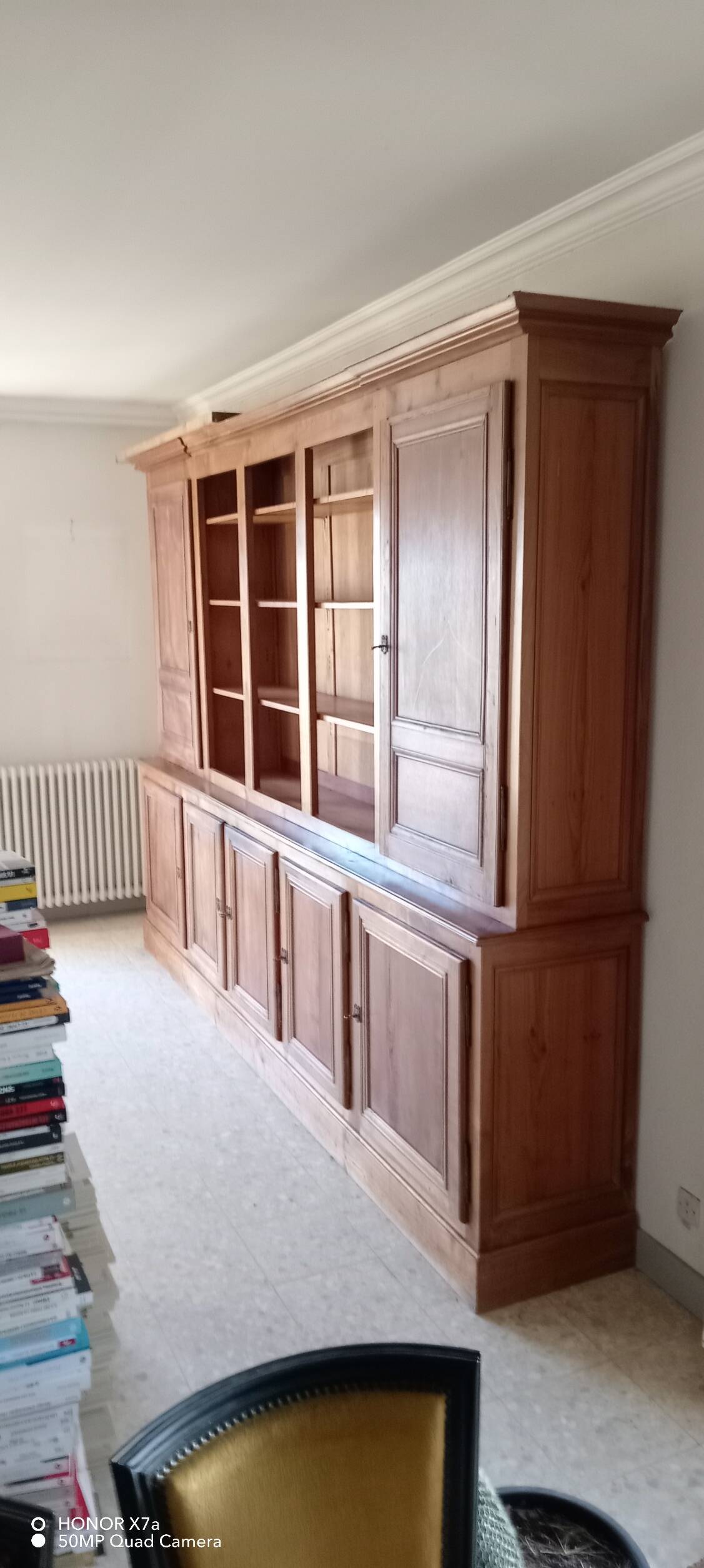 Library in solid cherry wood, Louis Philippe style.