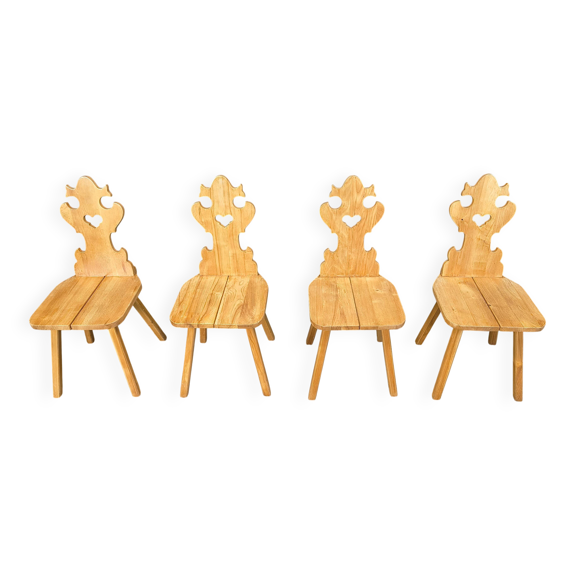 Chaises tiroliennes vintage rustiques, années 1960