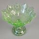 Footed glass compote in uraline, Victorian style – EAPG, early 20th century