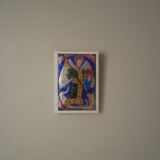 Enamel of the great fire of Saint Michael on a wooden frame religious object Saint Martin Abbey decoration frame