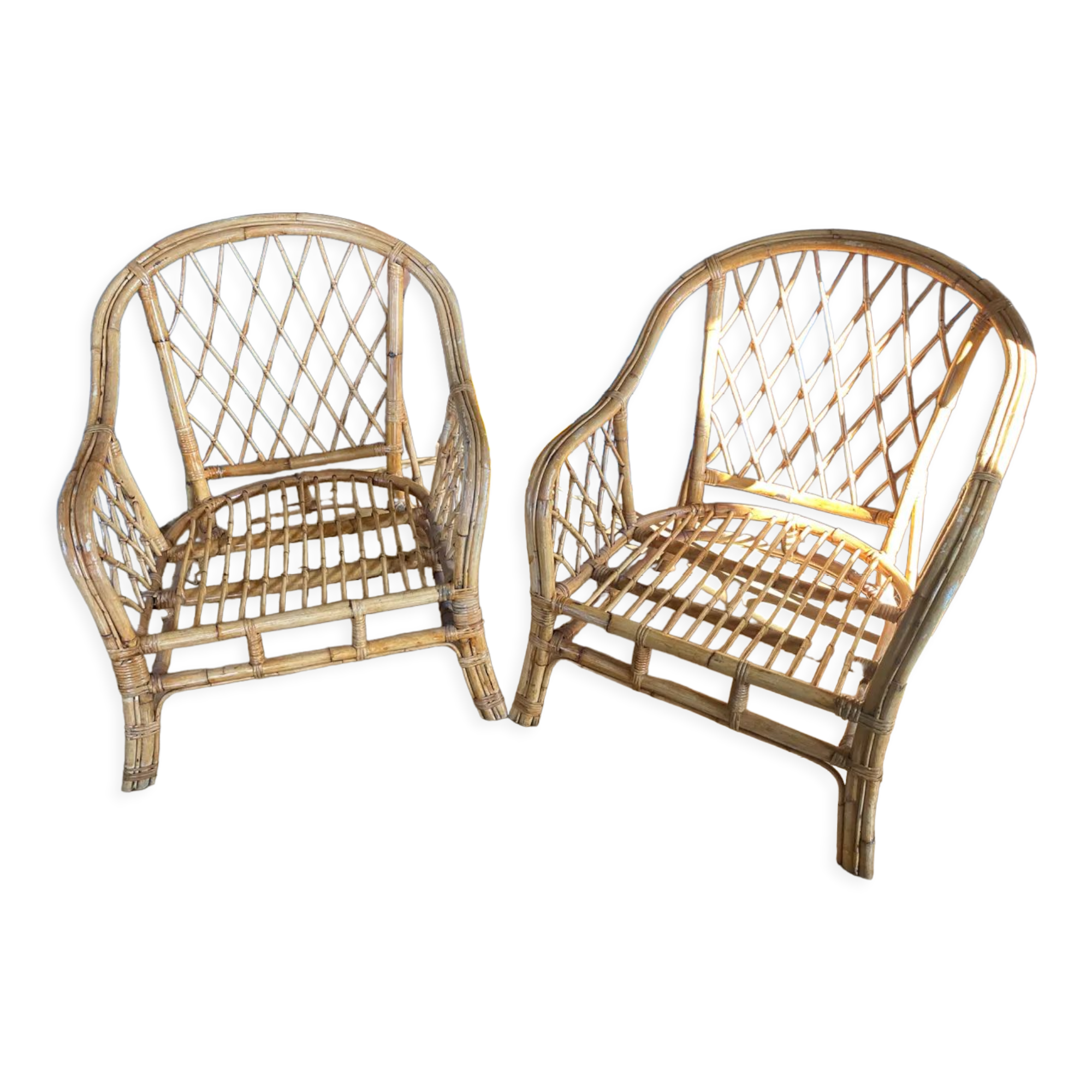 Pair of rattan armchairs
