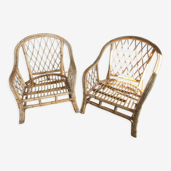 Pair of rattan armchairs