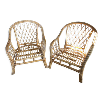 Pair of rattan armchairs