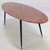 Italian Midcentury Coffee Table with Marble Top and Brass Feet, 1950s