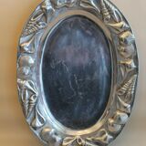 Oval tray in chrome metal shell decoration