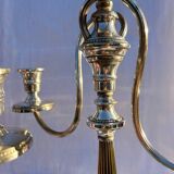 Paire de bougeoirs candélabres métal argenté