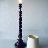 Turned wood lamp