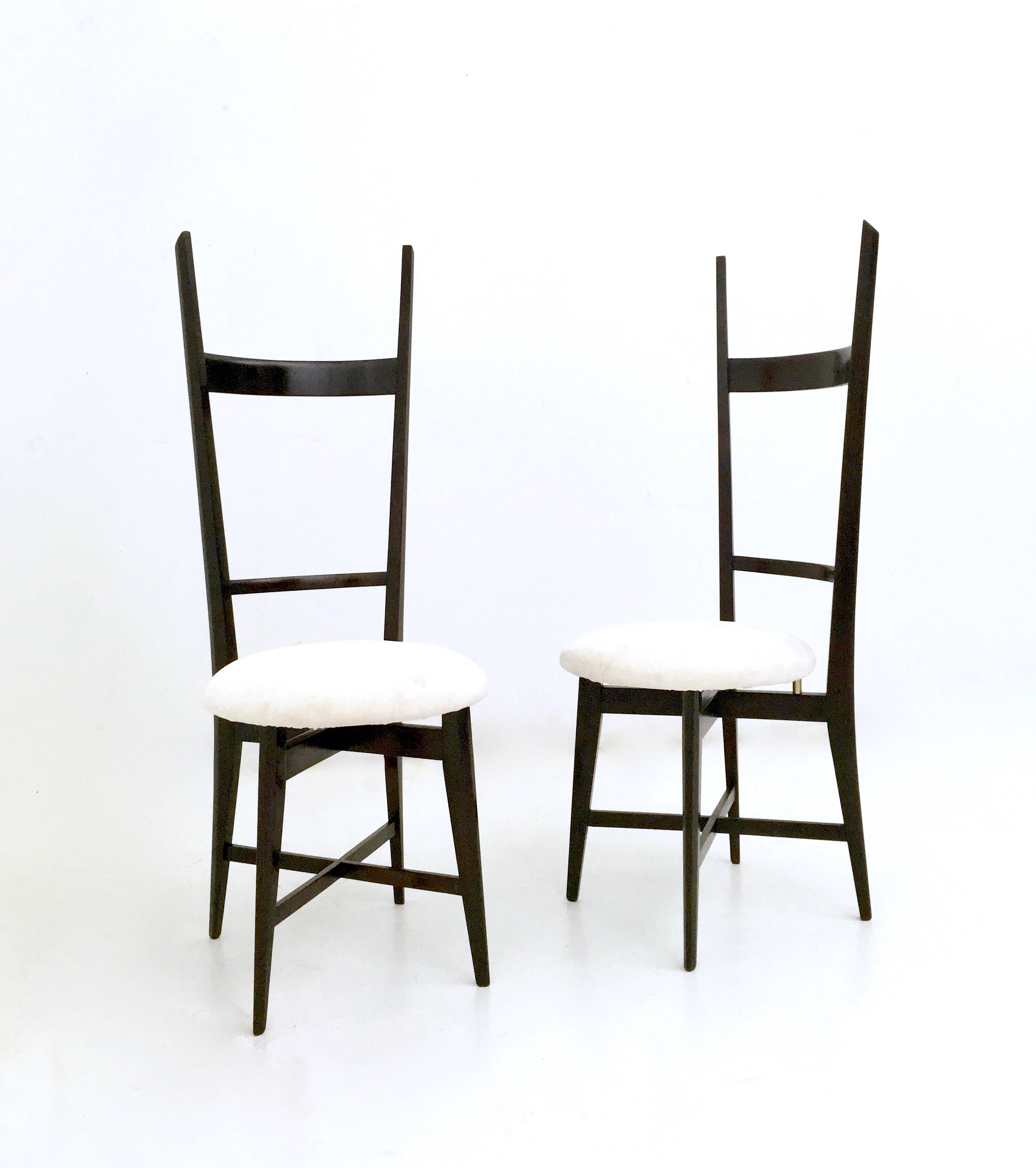 Pair of Black and White Chiavarine Chairs in the Style of Ico Parisi, Italy