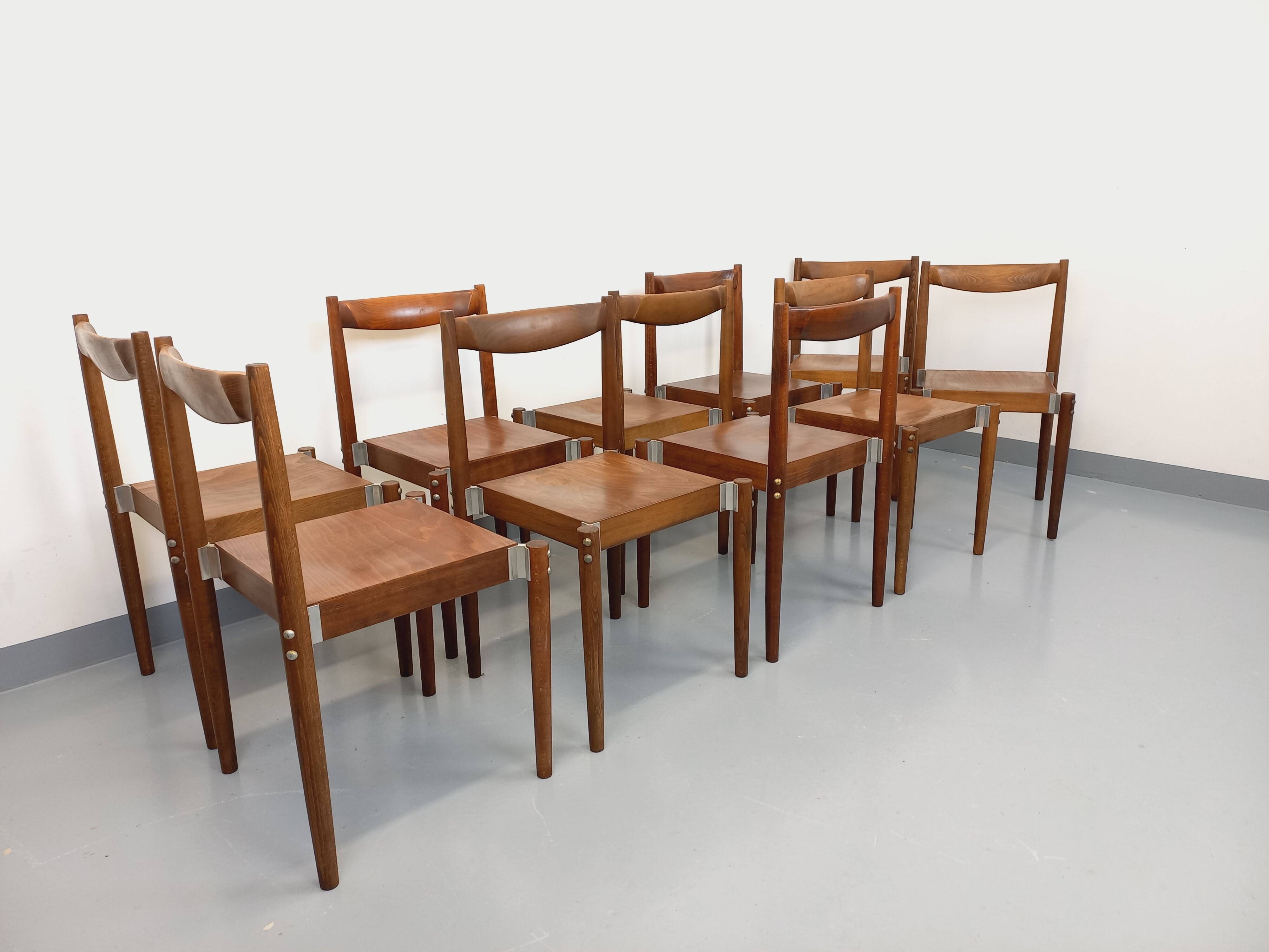 Set of 8 stackable chairs from the Czech manufacturer Bukoza