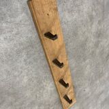 Brutalist pine chalet style wall coat rack, 4 hooks