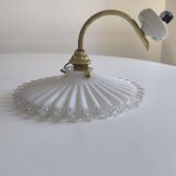 Vintage wall light in notched opaline and gilded brass