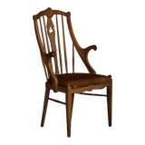 Danish high-back armchair in solid oak with leather cushion, mid-century, 1950s.