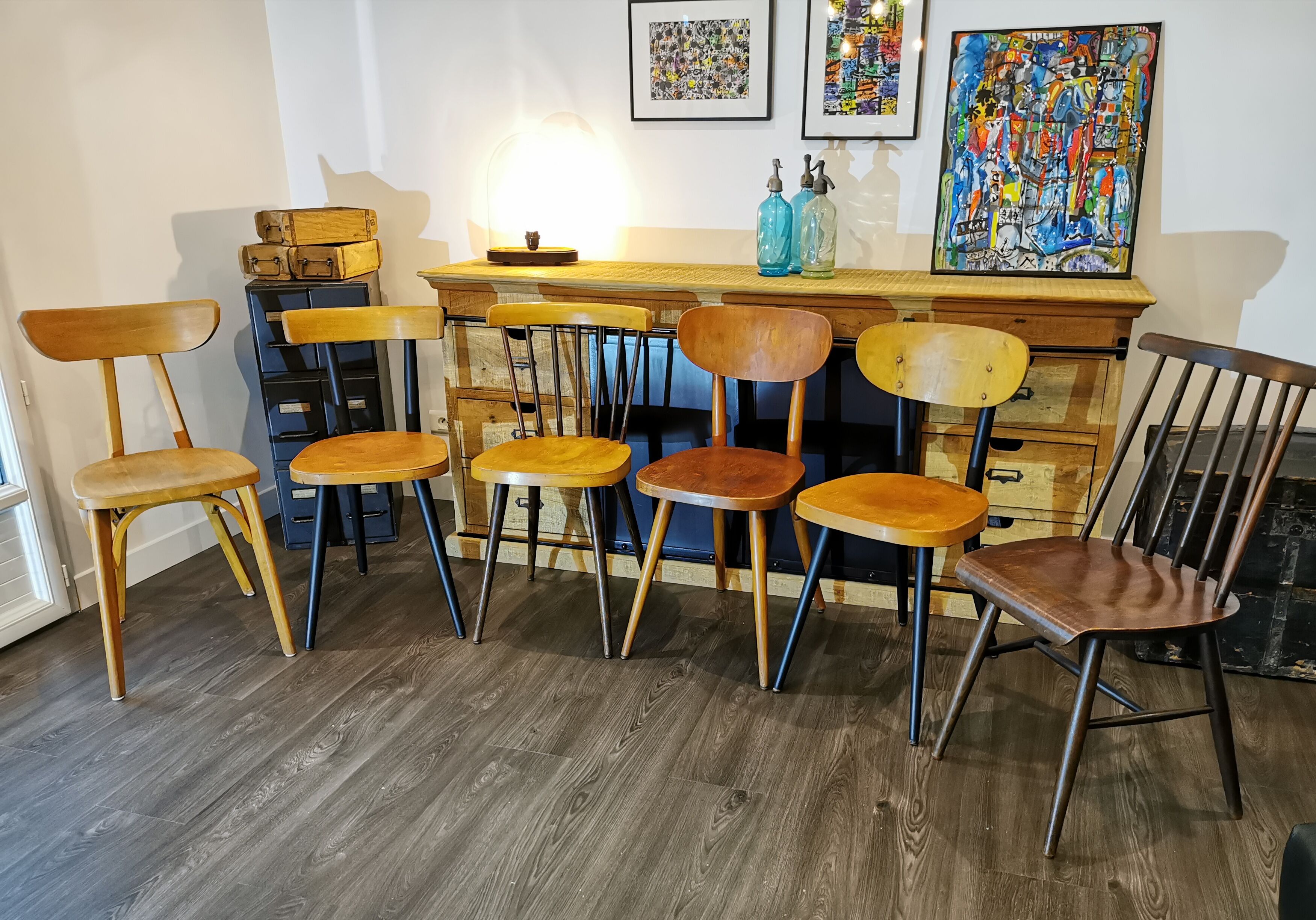 Series of 6 chairs bistro Baumann and Luterma