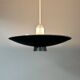 BLACK METAL PENDANT LAMP WITH DIFFUSER BY LOUIS KALFF FOR PHILIPS, 1950S