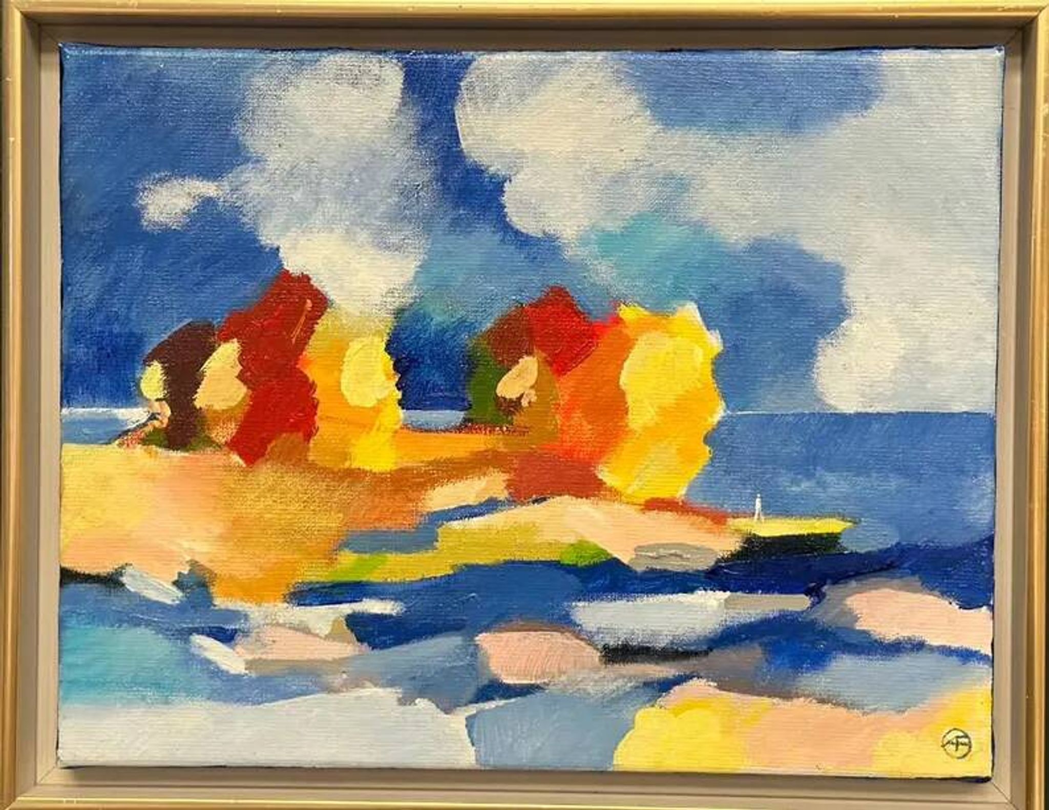 Original Swedish Oil on Canvas – “The Wandering Poet” by Anita Fröding – Signed – Vintage and Framed – 39 × 31 cm (15.4" × 12.2")
