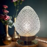 Vintage globe table lamp in diamond-point glass