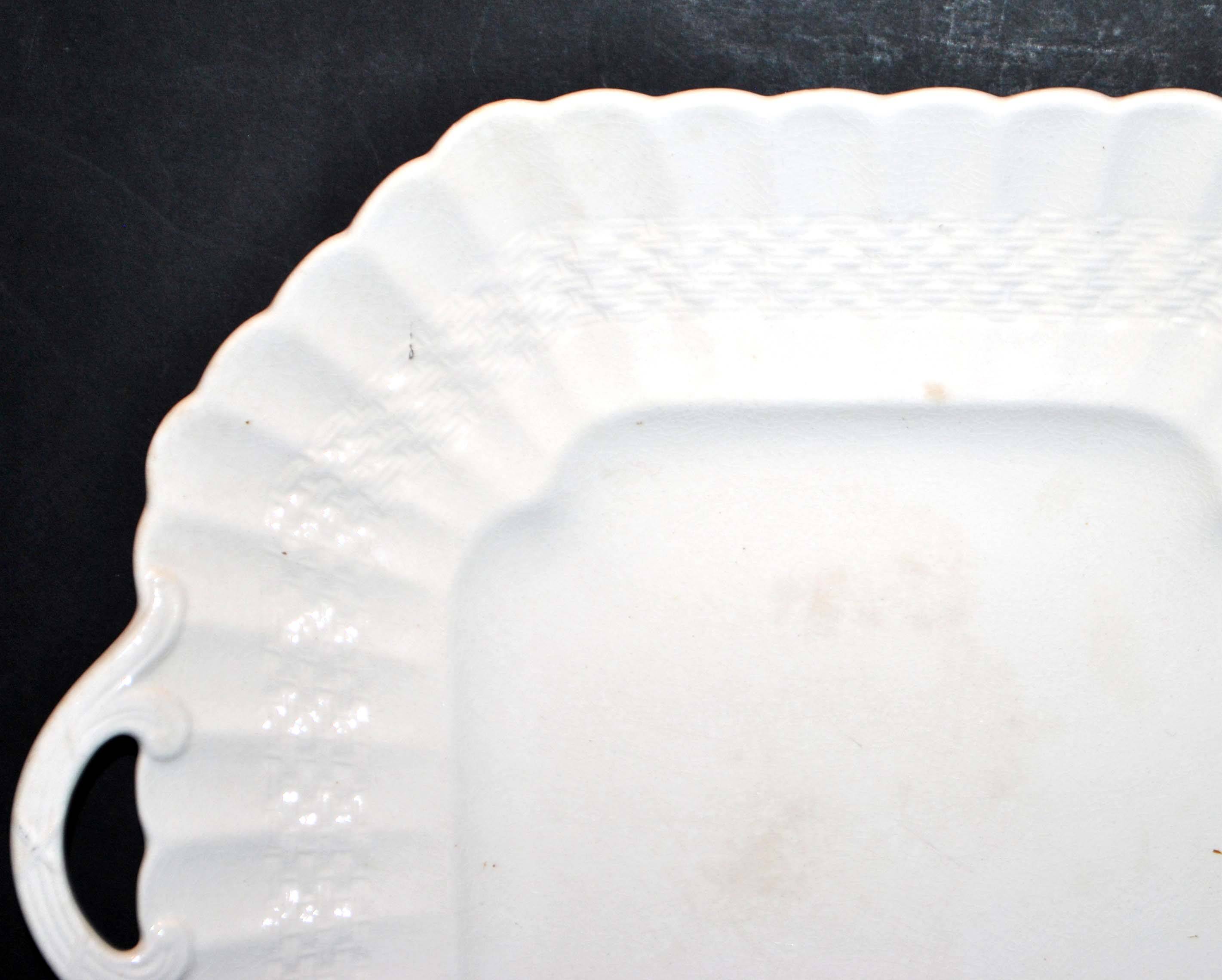 Antique octagonal dish in English "Bone China" opaque cream earthenware COPELAND SPODE England