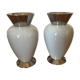 Paire de vases blanc et argenté style émail craquelé