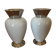 Paire de vases blanc et argenté style émail craquelé