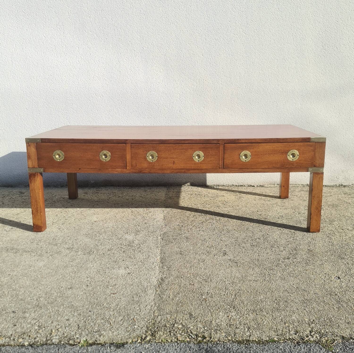 Table basse campagne militaire, marine, vintage