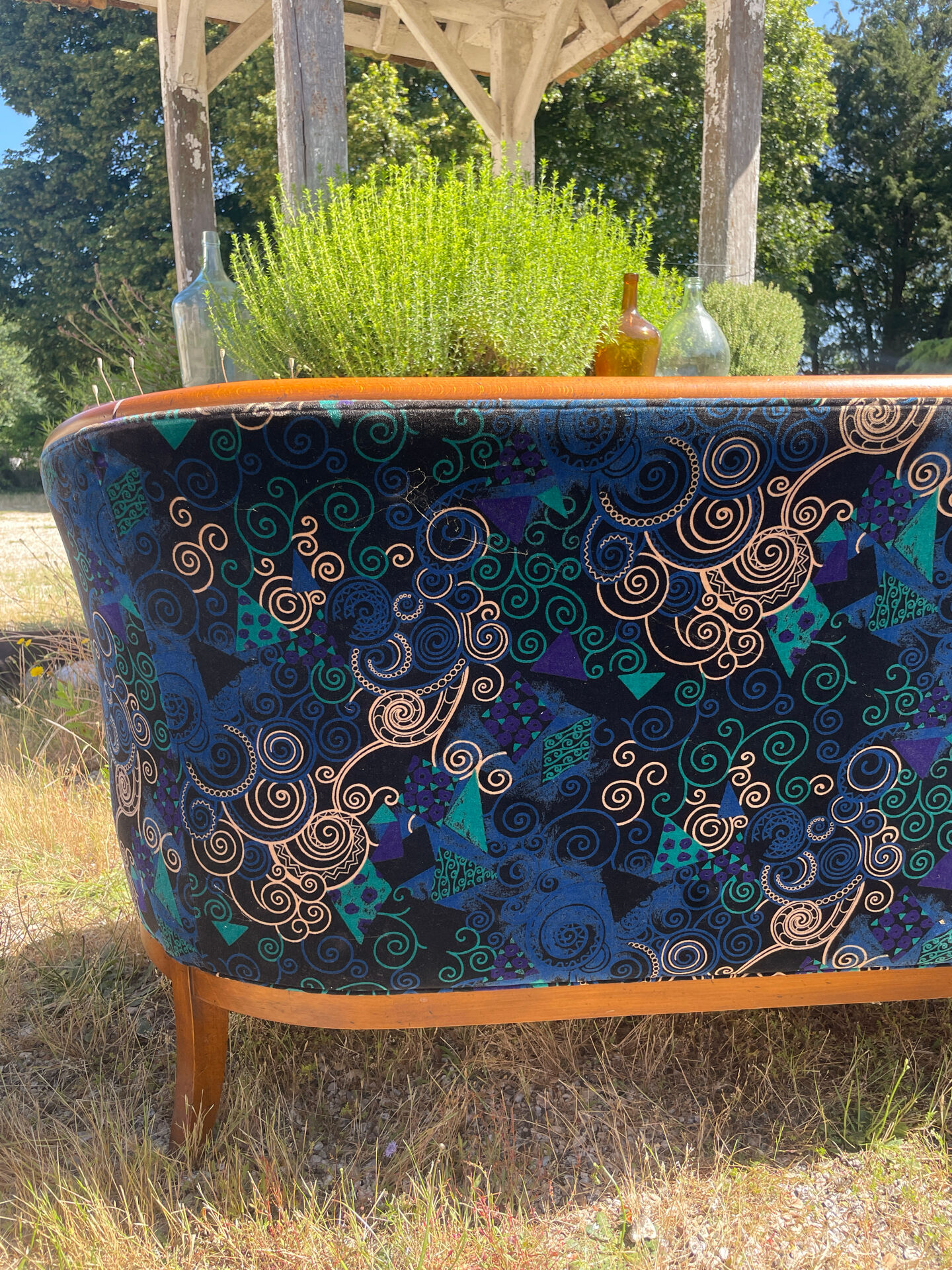 Banquette et fauteuils cabriolets style Art déco
