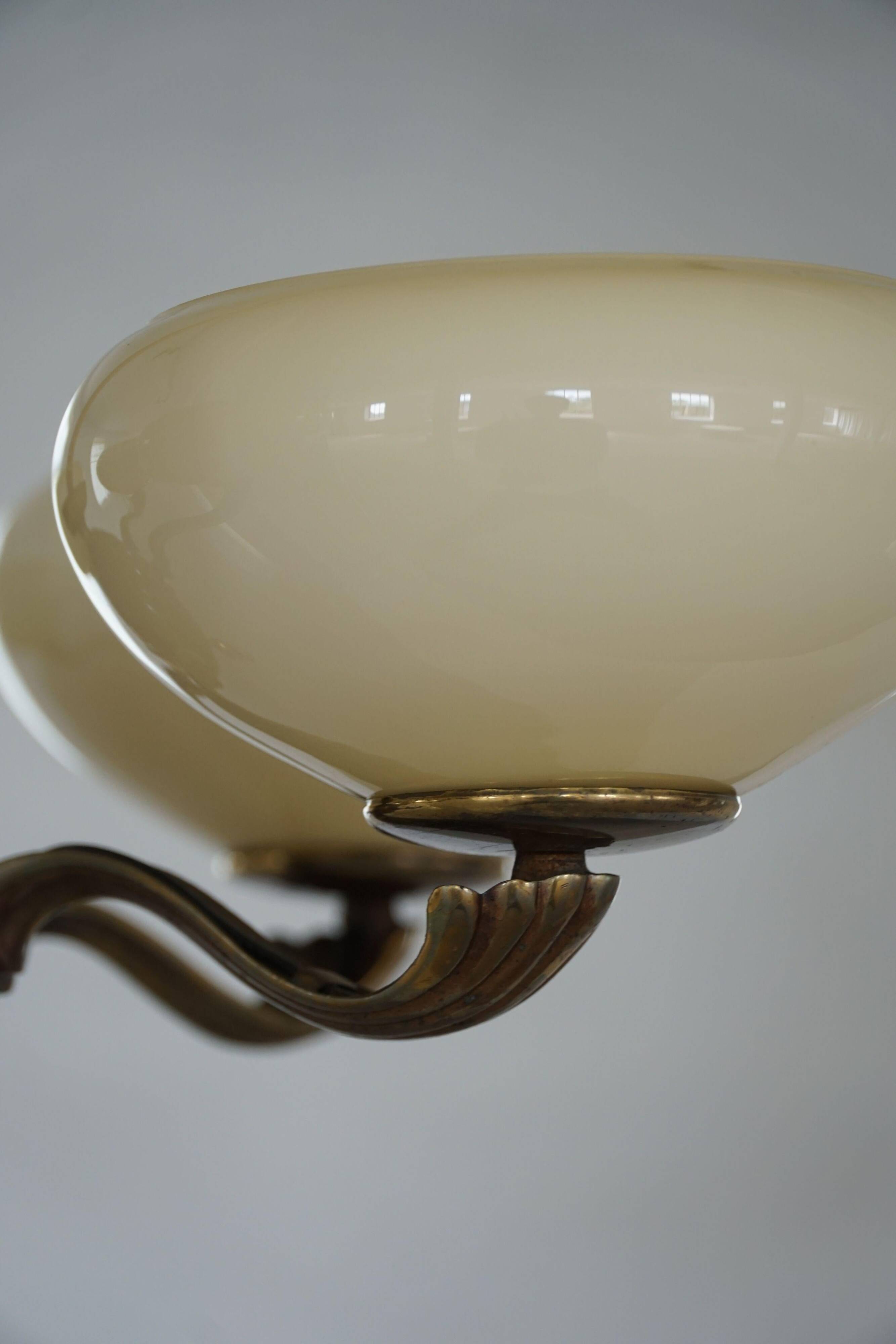 Chandelier with 5 arms by Paavo Tynell, model 1386/5 for Taito, Finland, 1930s.