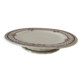 Dish on pedestal Creil & Montereau Mauresque blue brown